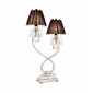 Lampe de table Oksana, nickel poli, pampilles cristal, 2 abat-jours noirs|Lampes à poser|Luminaire Center