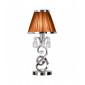 Lampe de table Oksana, nickel poli, pampilles cristal, abat-jour chocolat|Lampes à poser|Luminaire Center