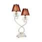 Lampe de table Oksana, nickel poli, pampilles cristal, 2 abat-jour chocolat|Lampes à poser|Luminaire Center
