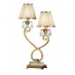 Lampe de table Oksana, laiton antique, pampilles cristal, 2 abat-jours beiges|Lampes à poser|Luminaire Center