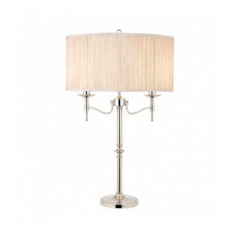 Lampe Stanford, nickel, abat-jour beige|Lampes à poser|Luminaire Center