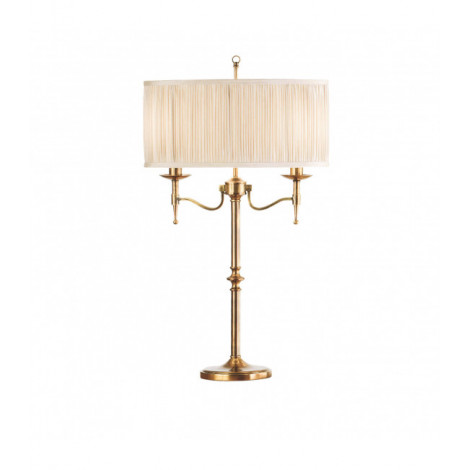 Lampe Stanford, laiton antique, abat-jour beige|Lampes à poser|Luminaire Center