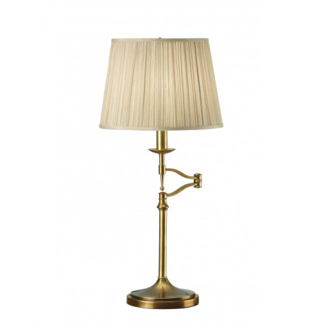 Lampe articulée Stanford, laiton antique, abat-jour beige|Lampes à poser|Luminaire Center