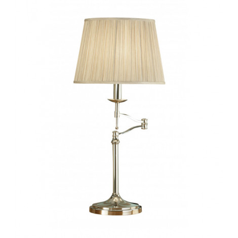 Lampe articulée Stanford, nickel, abat-jour beige|Lampes à poser|Luminaire Center