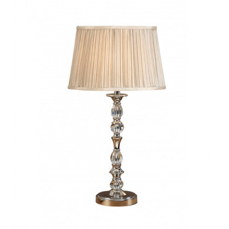 Lampe Polina, nickel et cristal, abat-jour beige 29 cm|Lampes à poser|Luminaire Center