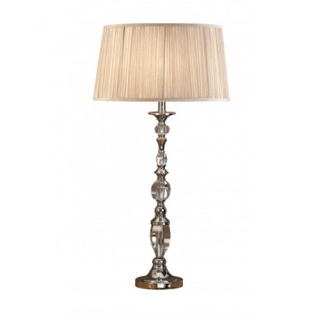 Lampe Polina, nickel et cristal, abat-jour beige 34 cm|Lampes à poser|Luminaire Center