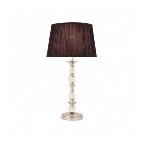 Lampe Polina, nickel et cristal, abat-jour noir 29 cm|Lampes à poser|Luminaire Center