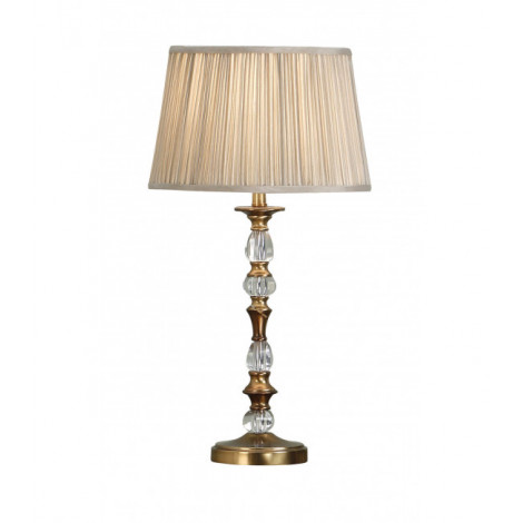 Lampe Polina, laiton antique et cristal, abat-jour beige 29 cm|Lampes à poser|Luminaire Center