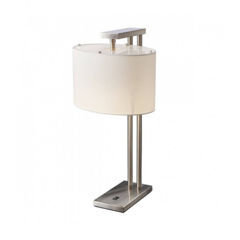 Lampe de table Belmont, nickel brossé, abat-jour blanc|Lampes à poser|Luminaire Center
