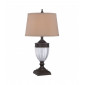 Lampe Dennison, bronze palladien et verre, avec abat-jour havane|Lampes à poser|Luminaire Center