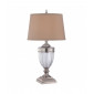 Lampe Dennison, nickel poli et verre, avec abat-jour havane|Lampes à poser|Luminaire Center