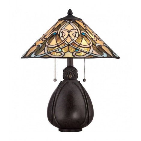 Lampe India, bronze impérial et verre Tiffany|Lampes à poser|Luminaire Center