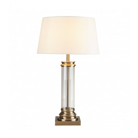 Lampe Pedestal, laiton antique et verre, avec abat-jour|Lampes à poser|Luminaire Center