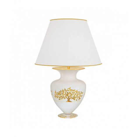 Lampe de table design ANFORA Or 24 Carats Or Albero, abat jour tissu|Lampes à poser|Luminaire Center