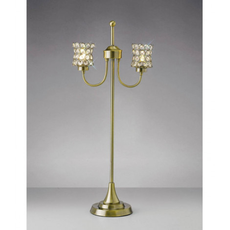 Lampe de Table Nelson 2 Ampoules laiton antique/cristal|Lampes à poser|Luminaire Center