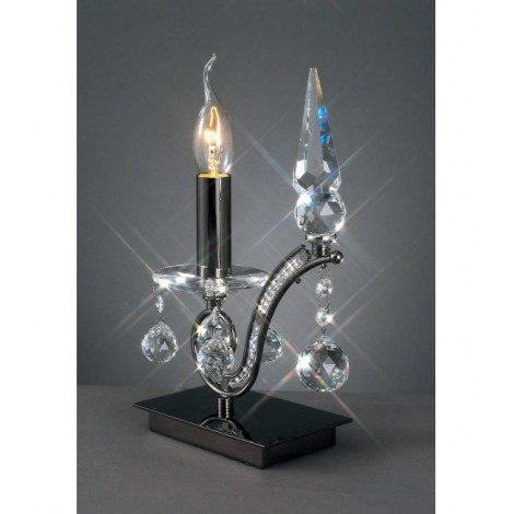 Lampe de Table Tara 1 Ampoule chrome noir/cristal|Lampes à poser|Luminaire Center