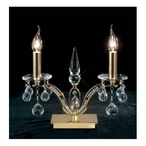 Lampe de Table Tara 2 Ampoules doré/cristal|Lampes à poser|Luminaire Center