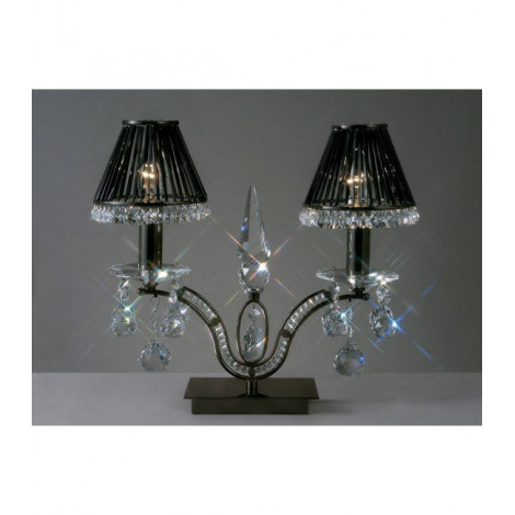 Lampe de Table Tara 2 Ampoules chrome noir/cristal|Lampes à poser|Luminaire Center