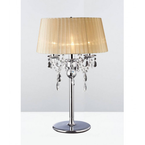 Lampe de Table Olivia avec Abat jour bronze 3 Ampoules chrome poli/cristal|Lampes à poser|Luminaire Center