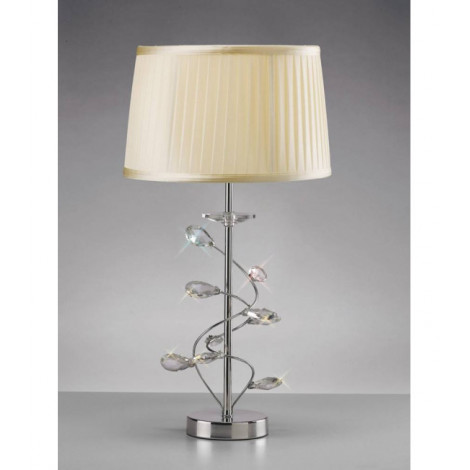 Lampe de Table Willow avec Abat jour crème 1 Ampoule chrome poli/cristal|Lampes à poser|Luminaire Center