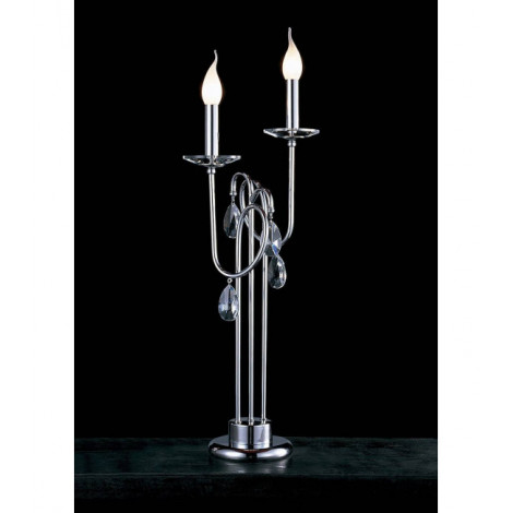 Lampe de Table Danya 2 Ampoules chrome poli/cristal|Lampes à poser|Luminaire Center
