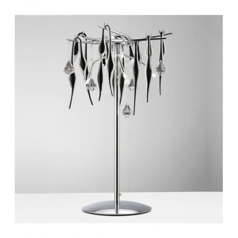 Lampe de Table Cygnet 6 Ampoules chrome poli/verre noir/cristal|Lampes à poser|Luminaire Center