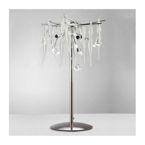 Lampe de Table Cygnet 6 Ampoules chrome poli/blanc dépoli/cristal|Lampes à poser|Luminaire Center