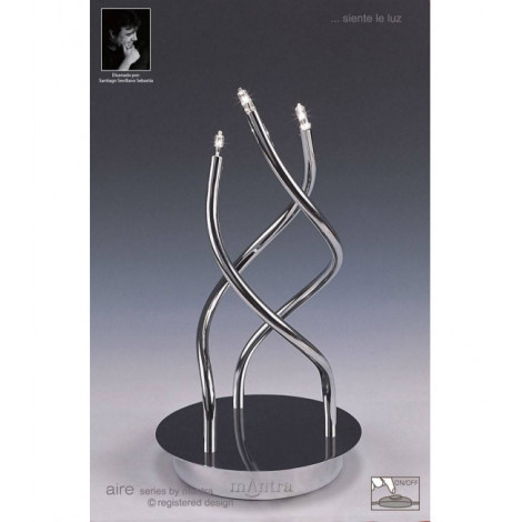 Lampe de Table Aire 3 Ampoules G4, chrome poli hauteur 35 Cm|Lampes à poser|Luminaire Center