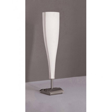 Lampe de Table Java Big 1 Ampoule E14, nickel satiné/verre blanc dépoli|Lampes à poser|Luminaire Center