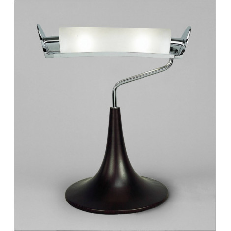 Lampe de Table Zira 2 Ampoules G9, chrome poli/verre blanc dépoli/Wenge|Lampes à poser|Luminaire Center