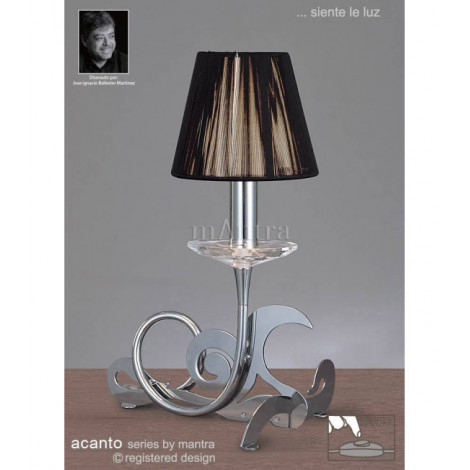 Lampe de Table Acanto 1 Ampoule E14, chrome poli avec Abat jour noir|Lampes à poser|Luminaire Center