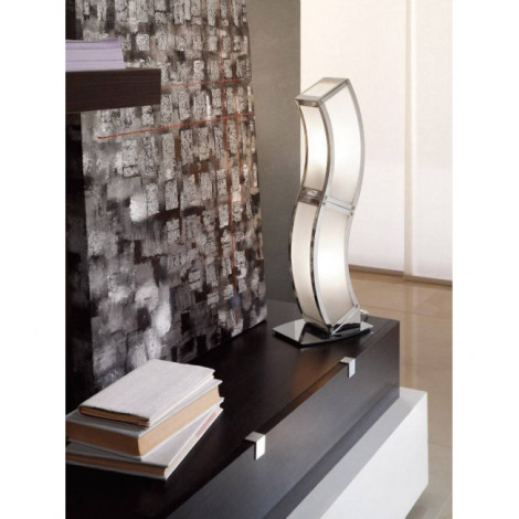 Lampe Duna E27 de Table 2 Ampoules E27, chrome poli/arylique blanc|Lampes à poser|Luminaire Center