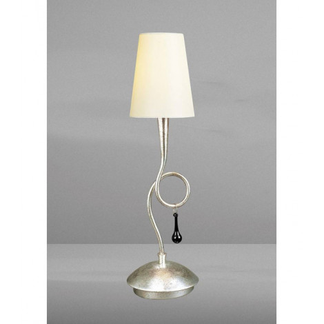 Lampe de Table Paola 1 Ampoule E14, argent peint avec Abat jour crème & noir Gla|Lampes à poser|Luminaire Center