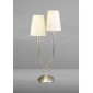 Lampe de Table Paola 2 Ampoules E14, argent peint avec Abat jour crèmes|Lampes à poser|Luminaire Center