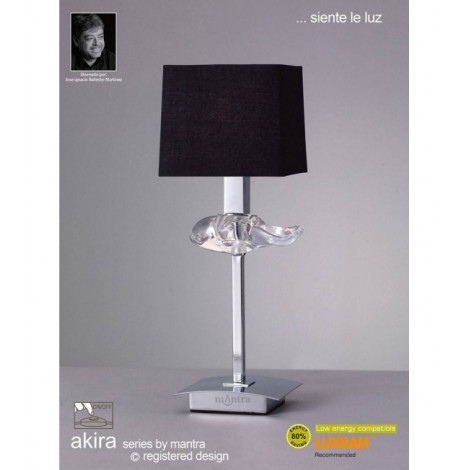 Lampe de Table Akira 1 Ampoule E14, chrome poli avec Abat jour noir|Lampes à poser|Luminaire Center