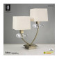 Lampe de Table Akira 2 Ampoules E14, laiton antique avec Abat jour crèmes|Lampes à poser|Luminaire Center