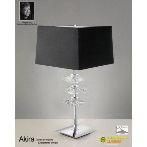 Lampe de Table Akira 3 Ampoules E27, chrome poli avec Abat jour noir|Lampes à poser|Luminaire Center