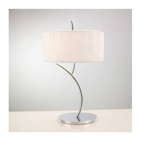 Lampe de Table Eve 2 Ampoules E27 Large, chrome poli avec Abat jour blanc rond|Lampes à poser|Luminaire Center
