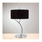 Lampe de Table Eve 2 Ampoules E27 Large, chrome poli avec Abat jour noir rond|Lampes à poser|Luminaire Center