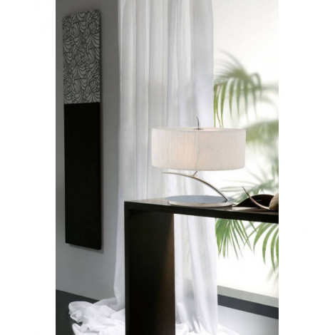 Lampe de Table Eve 2 Ampoules E27 Small, chrome poli avec Abat jour blanc ovale|Lampes à poser|Luminaire Center