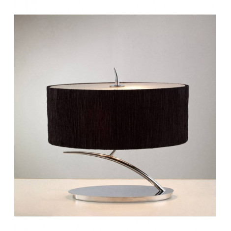 Lampe de Table Eve 2 Ampoules E27 Small, chrome poli avec Abat jour noir ovale|Lampes à poser|Luminaire Center