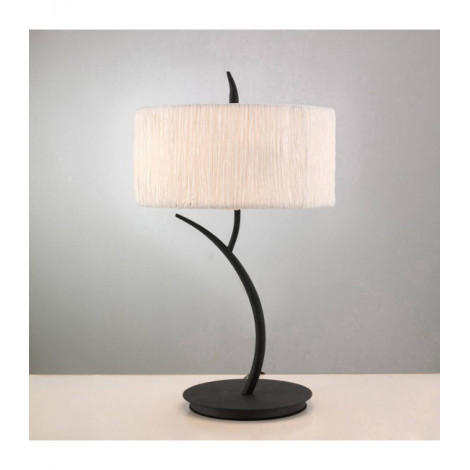Lampe de Table Eve 2 Ampoules E27 Large, anthracite avec Abat jour blanc rond|Lampes à poser|Luminaire Center