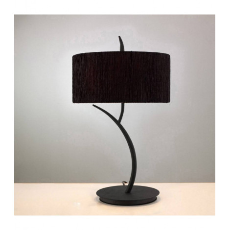 Lampe de Table Eve 2 Ampoules E27 Large, anthracite avec Abat jour noir rond|Lampes à poser|Luminaire Center