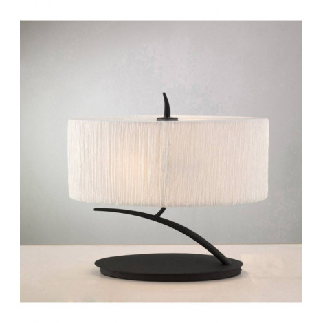 Lampe de Table Eve 2 Ampoules E27 Small, anthracite avec Abat jour blanc ovale|Lampes à poser|Luminaire Center