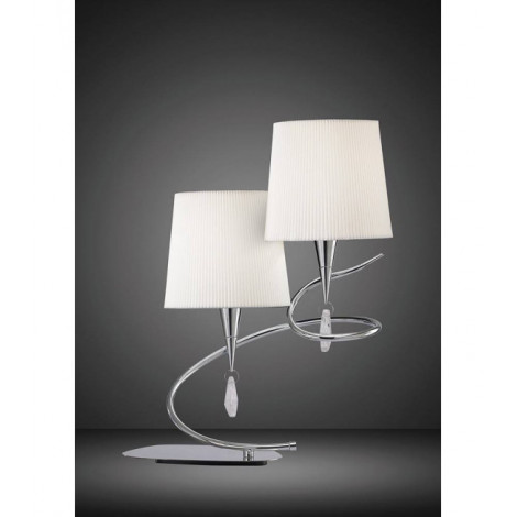 Lampe de Table Mara 2 Ampoules E14, chrome poli avec Abat jours blanc ivoire|Lampes à poser|Luminaire Center