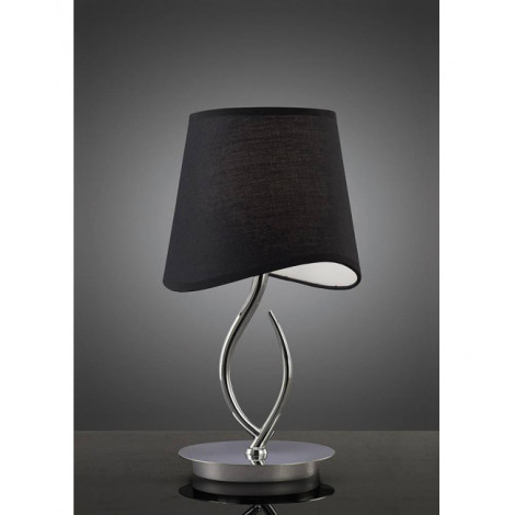Lampe de Table Ninette 1 Ampoule E14 Small, chrome poli avec Abat jour noir|Lampes à poser|Luminaire Center