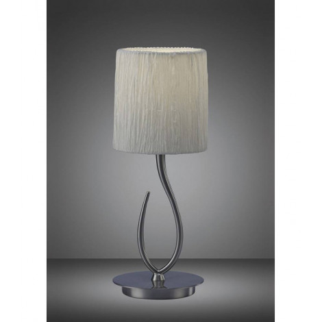 Lampe de Table Lua 1 Ampoule E27, nickel satiné Small avec Abat jour blanc|Lampes à poser|Luminaire Center