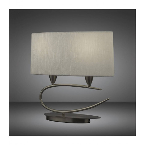 Lampe de Table Lua 2 Ampoules E27, nickel satiné avec Abat jour blanc|Lampes à poser|Luminaire Center