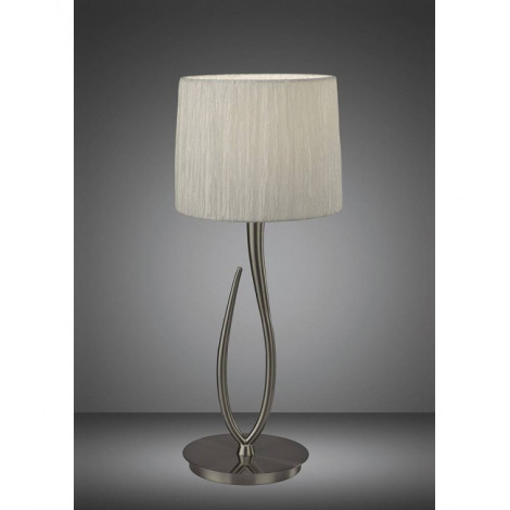 Lampe de Table Lua 1 Ampoule E27, nickel satiné Large avec Abat jour blanc|Lampes à poser|Luminaire Center