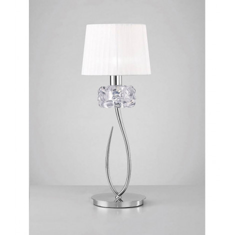 Lampe de Table Loewe 1 Ampoule E27 Big, chrome poli avec Abat jour blanc|Lampes à poser|Luminaire Center